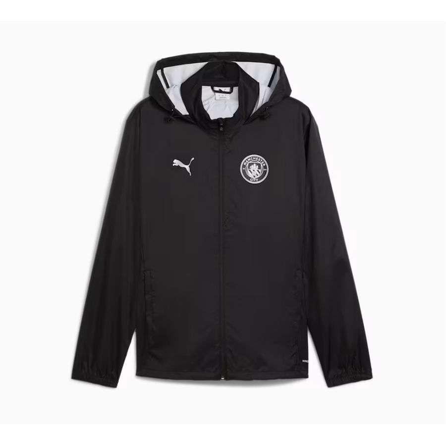 Manchester City All Weather Training Jacket - PUMA Black/Puma Silver - Men's-SoccerKits Hub | Buy Soccer Jerseys Online